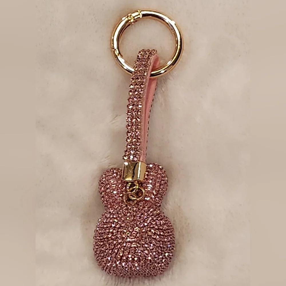 Crybaby Pink Glitter Rhinestone Bunny Keychain Bag Charm